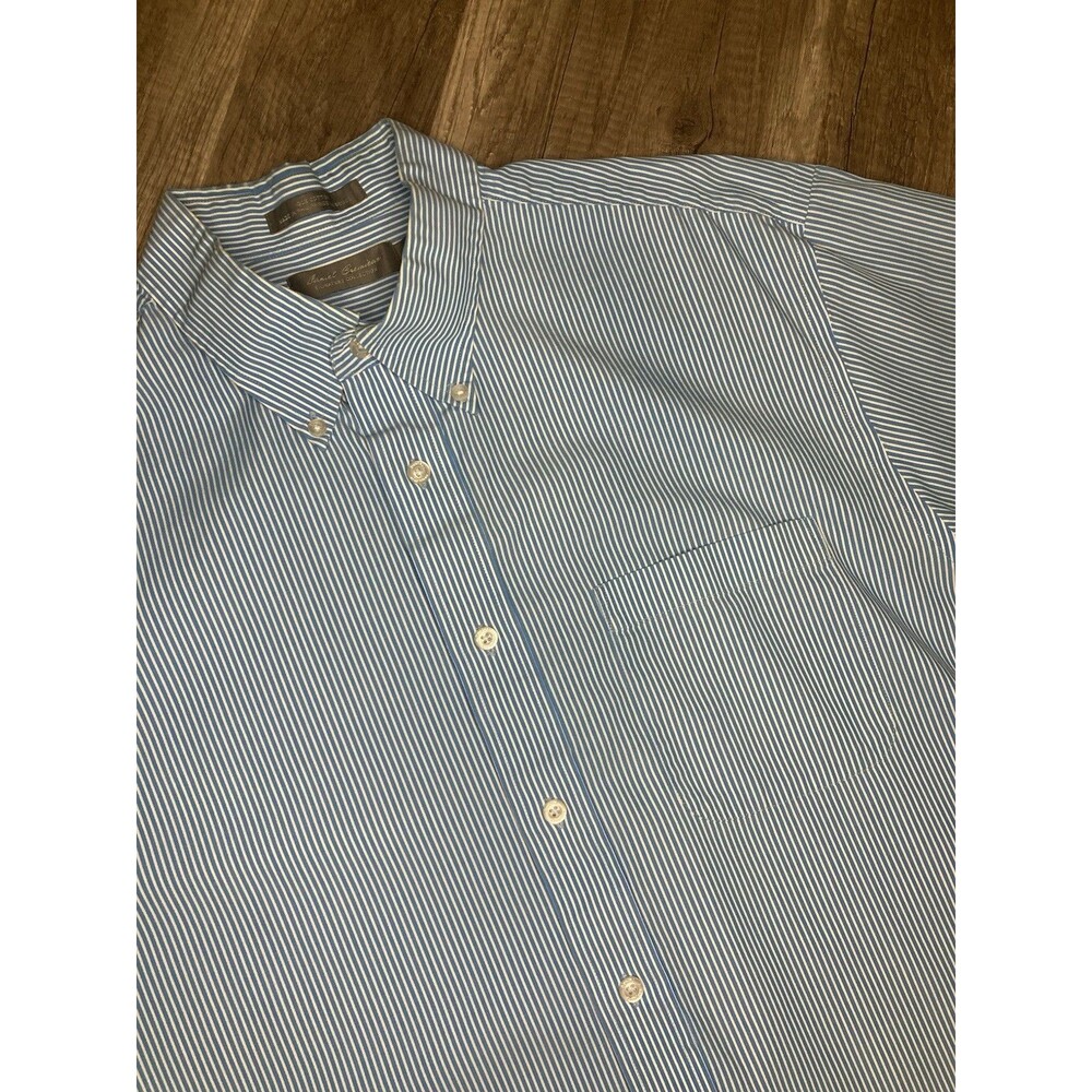 Daniel Cremieux Mens Dress Shirt L Blue White Striped 100% Cotton Button Dapper